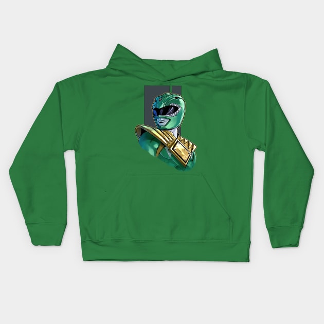 Tommy The Green Ranger Kids Hoodie by AdventureWizardLizard